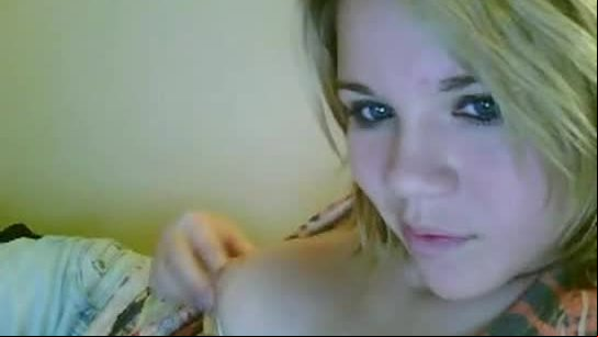 Hot blonde teen masturbates on webcam